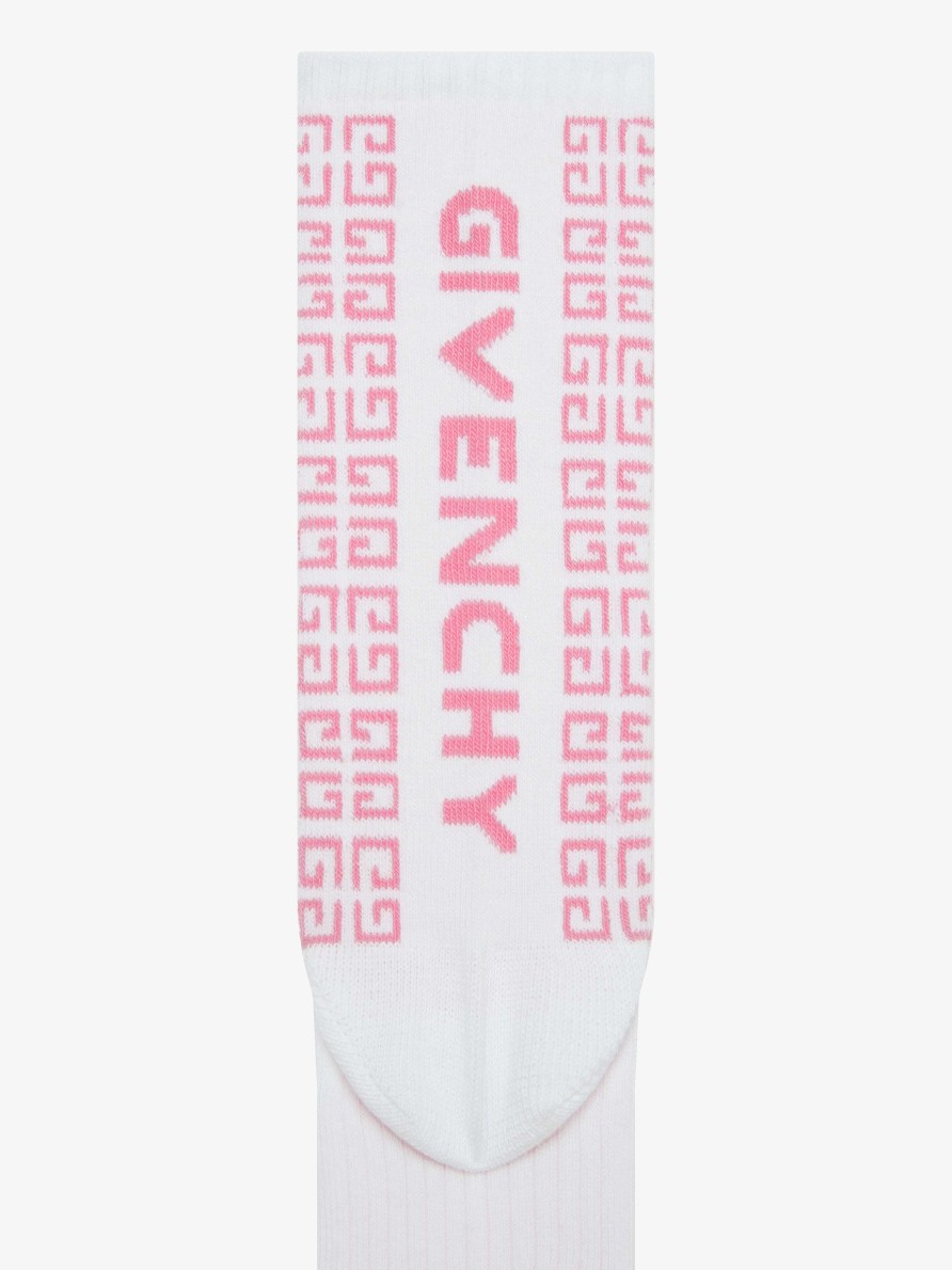 Women Givenchy Girl (4 To 12 Years) | Socks In 4G Jacquard White/Pink