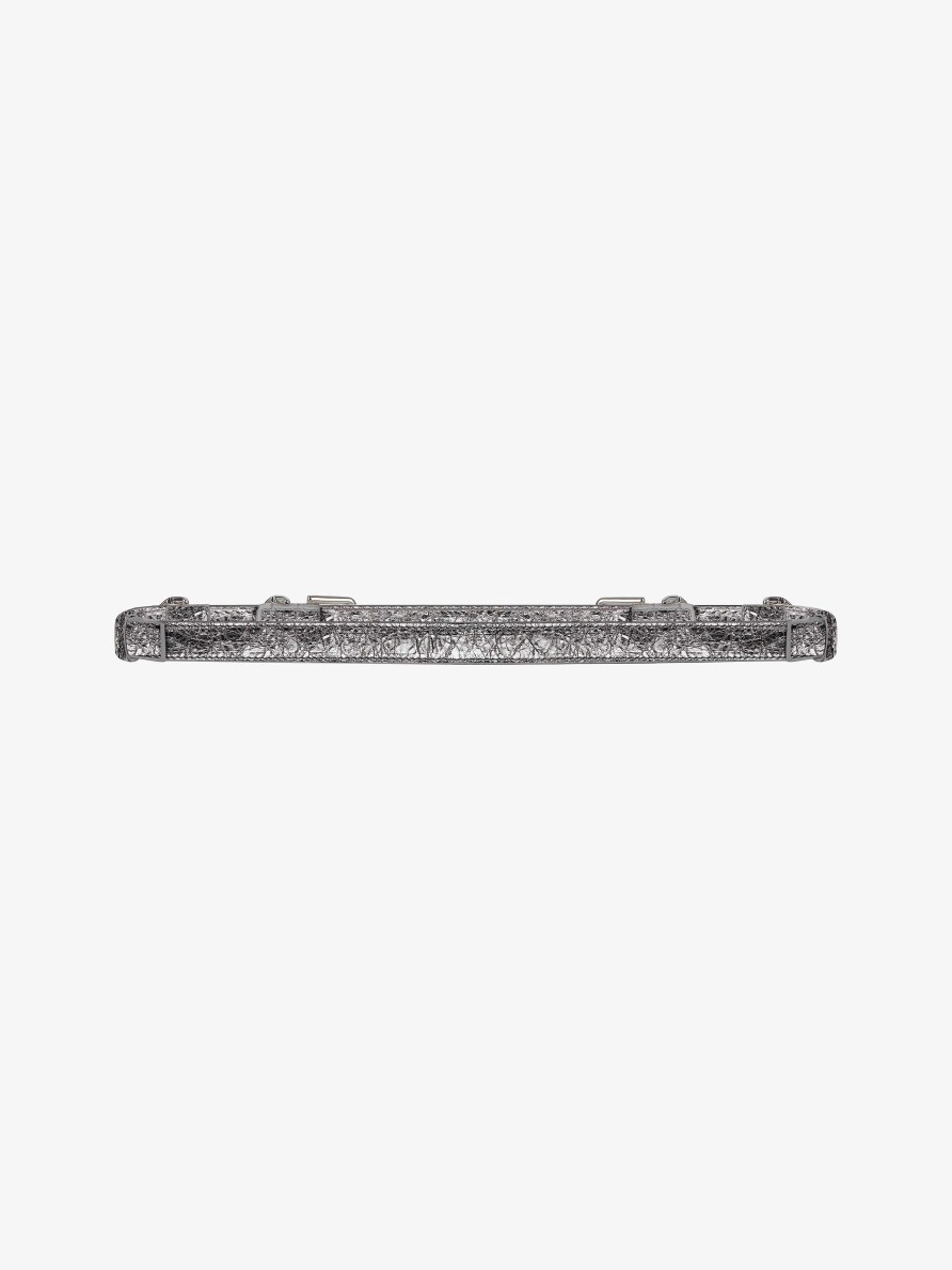 Women Givenchy Belts | Voyou Belt In Laminated Leather Silvery Grey