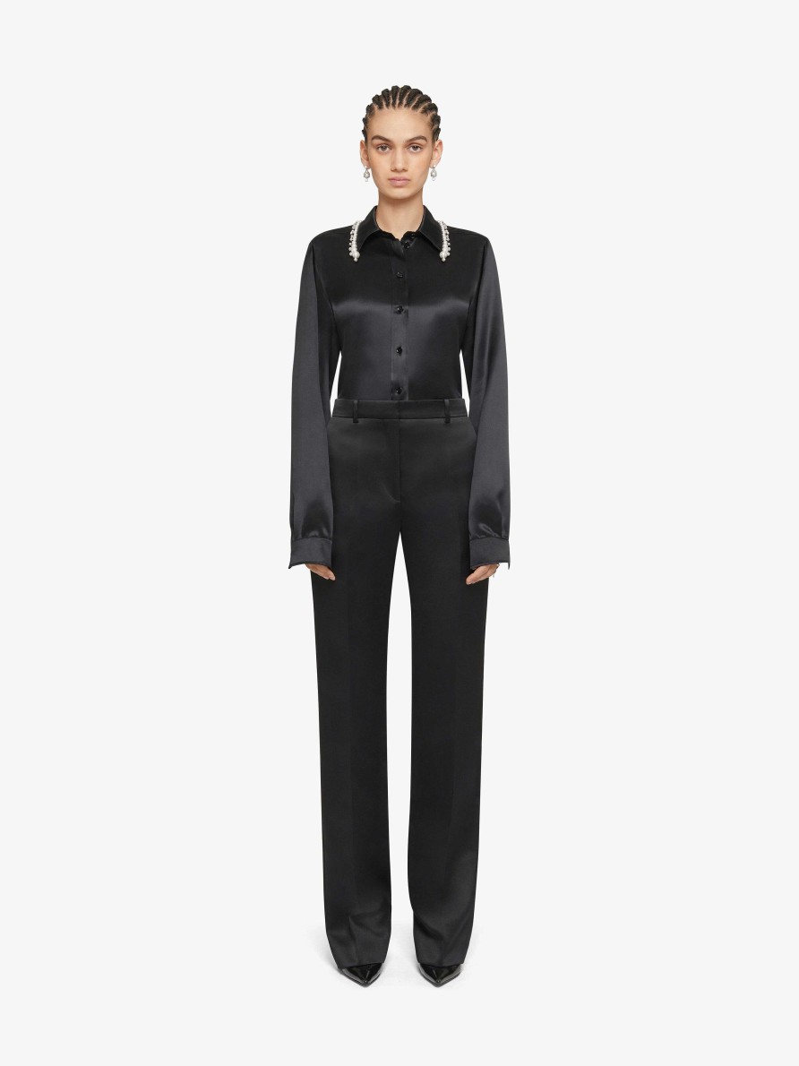 Women Givenchy Pants | Tailored Pants In Satin Black