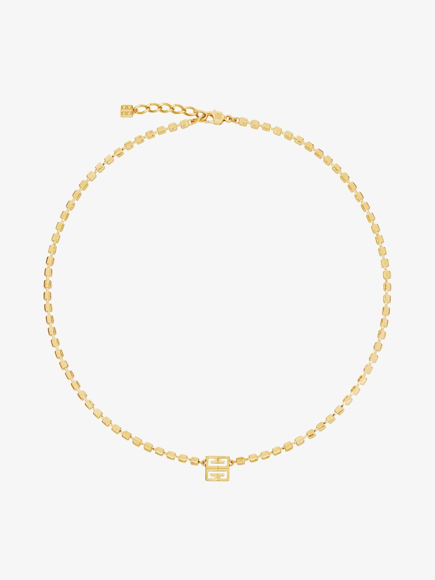 Women Givenchy Jewelry | 4G Necklace In Metal With Crystals Golden Yellow