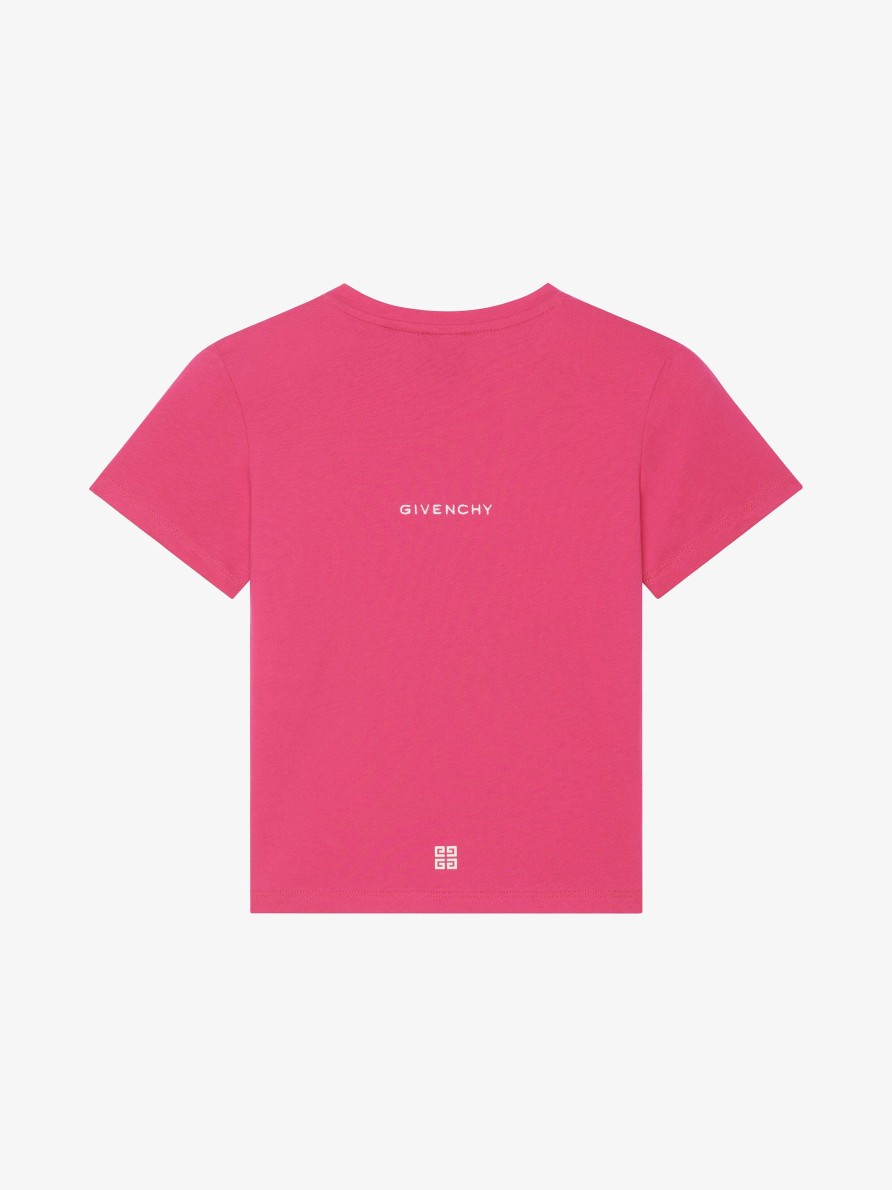 Women Givenchy Girl (4 To 12 Years) | T-Shirt In Cotton With Disney Castle Print Deep Pink