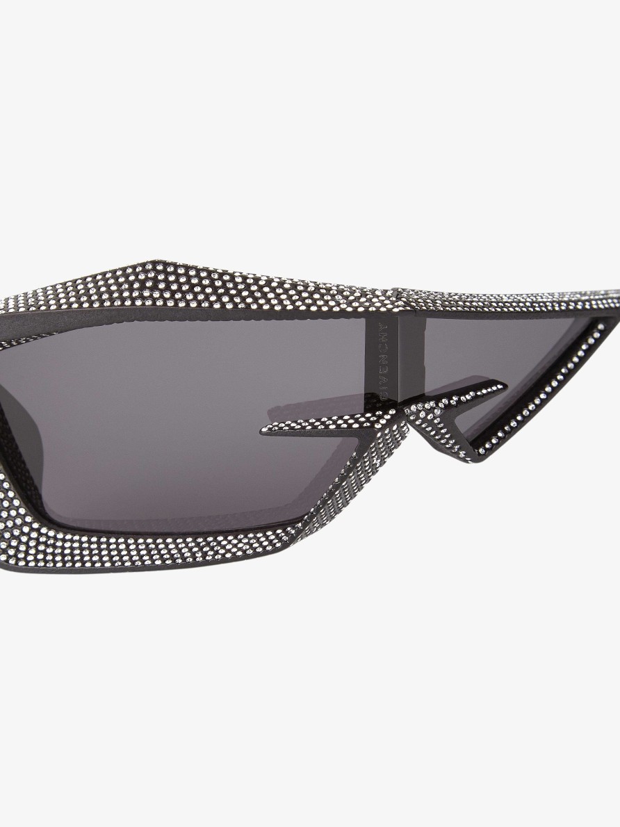 Men Givenchy Sunglasses | Giv Cut Unisex Sunglasses In Metal With Crystals Black