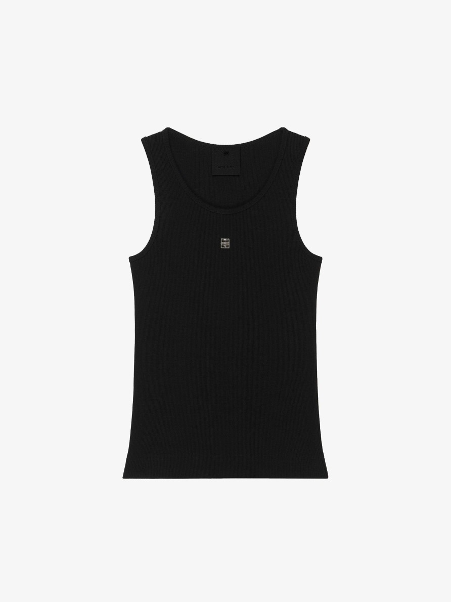 Women Givenchy T-Shirts | Slim Fit Tank Top In Cotton With 4G Detail Black