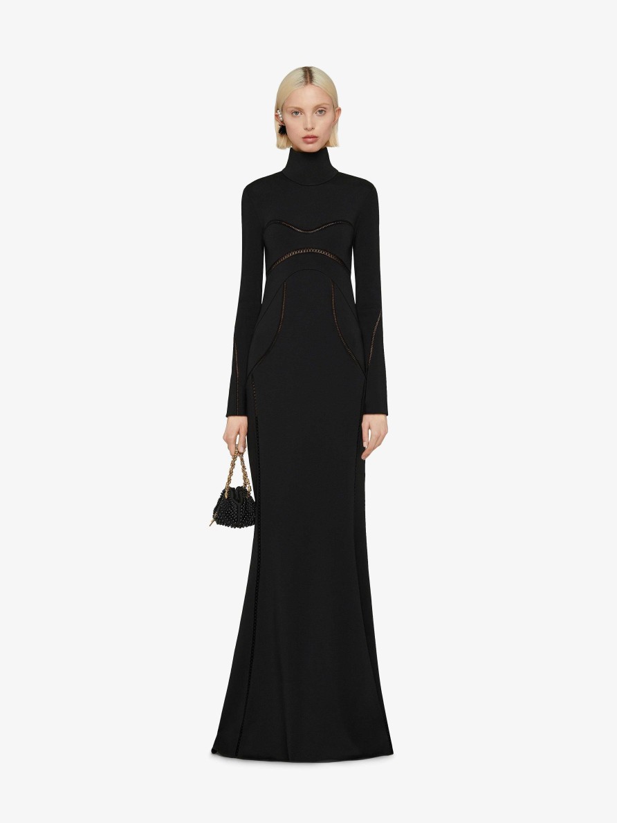 Women Givenchy Dresses | Backless Dress In Knit With Pearls Black