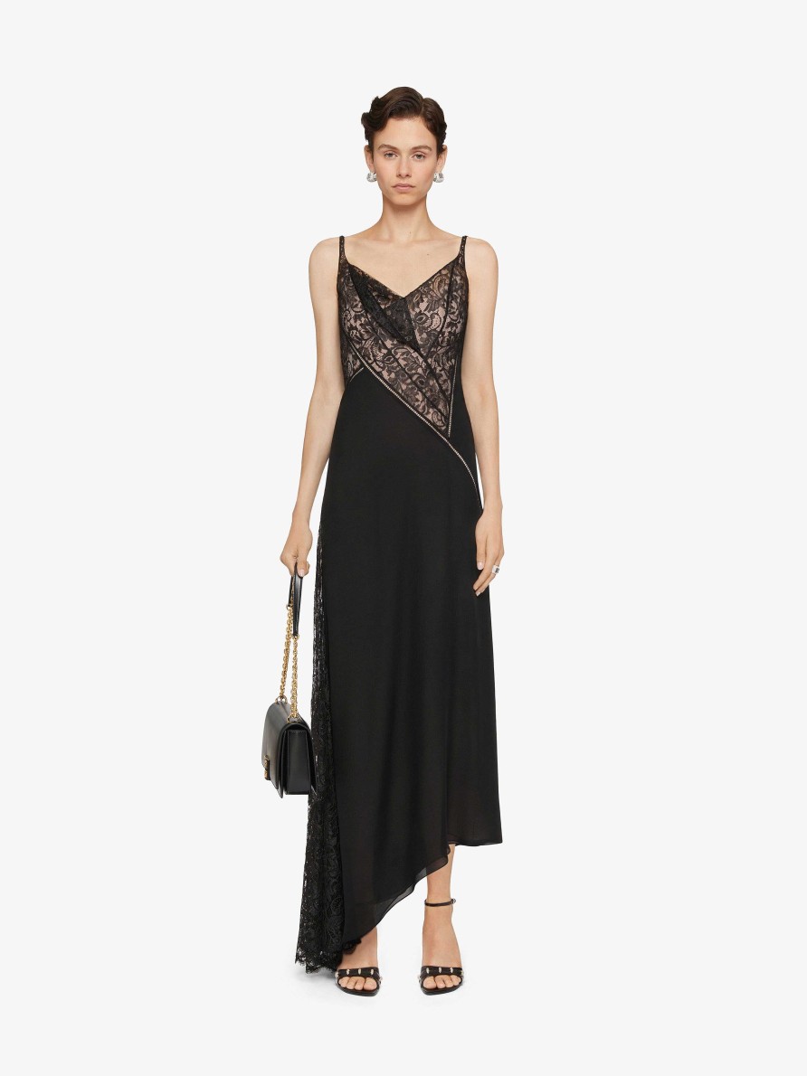 Women Givenchy Dresses | Evening Dress In Mousseline And Lace Black