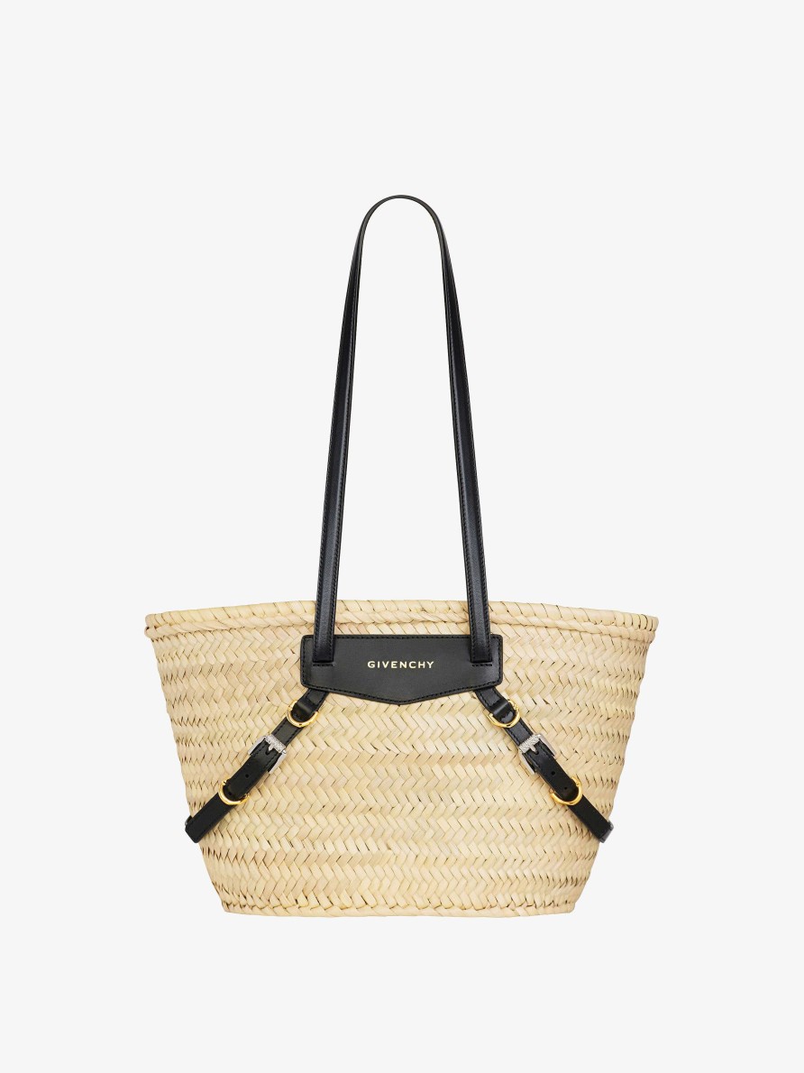 Women Givenchy Voyou | Small Voyou Basket Bag In Raffia Black