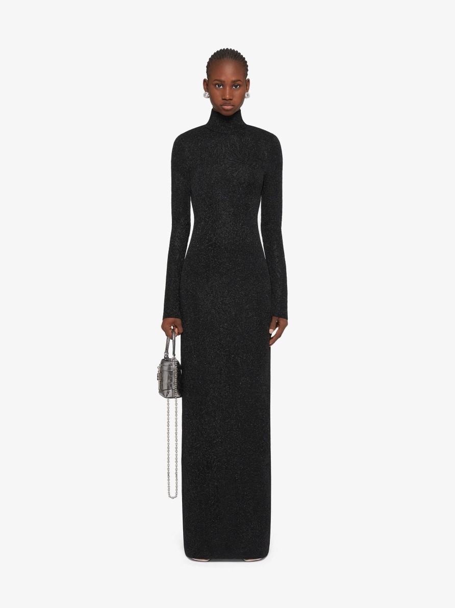 Women Givenchy Dresses | Dress In Lurex With Floral Jacquard Black