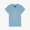 Women Givenchy T-Shirts | Slim Fit T-Shirt In Cotton And Givenchy Dragon Strass Sky Blue