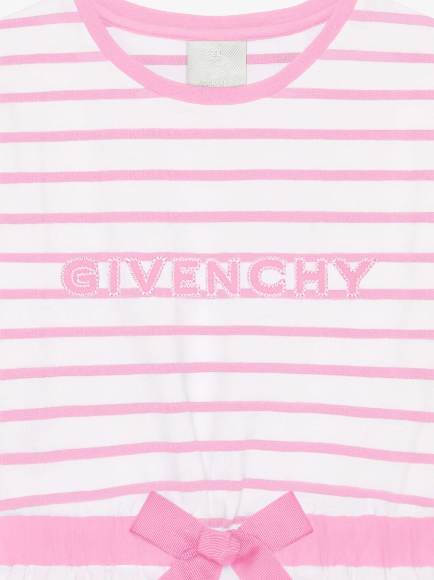 Women Givenchy Girl (4 To 12 Years) | Givenchy Dress In Cotton With Stripes White/Pink