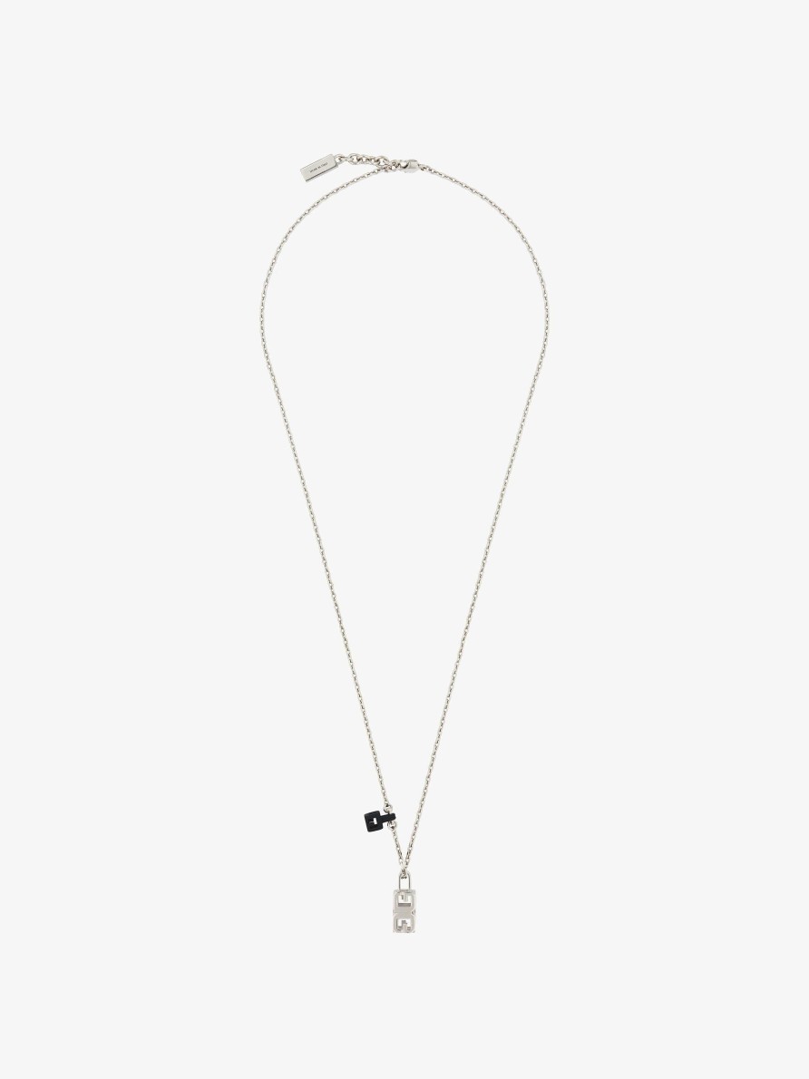 Men Givenchy Jewelry | G Cube Pendant Necklace In Metal Black/Silvery