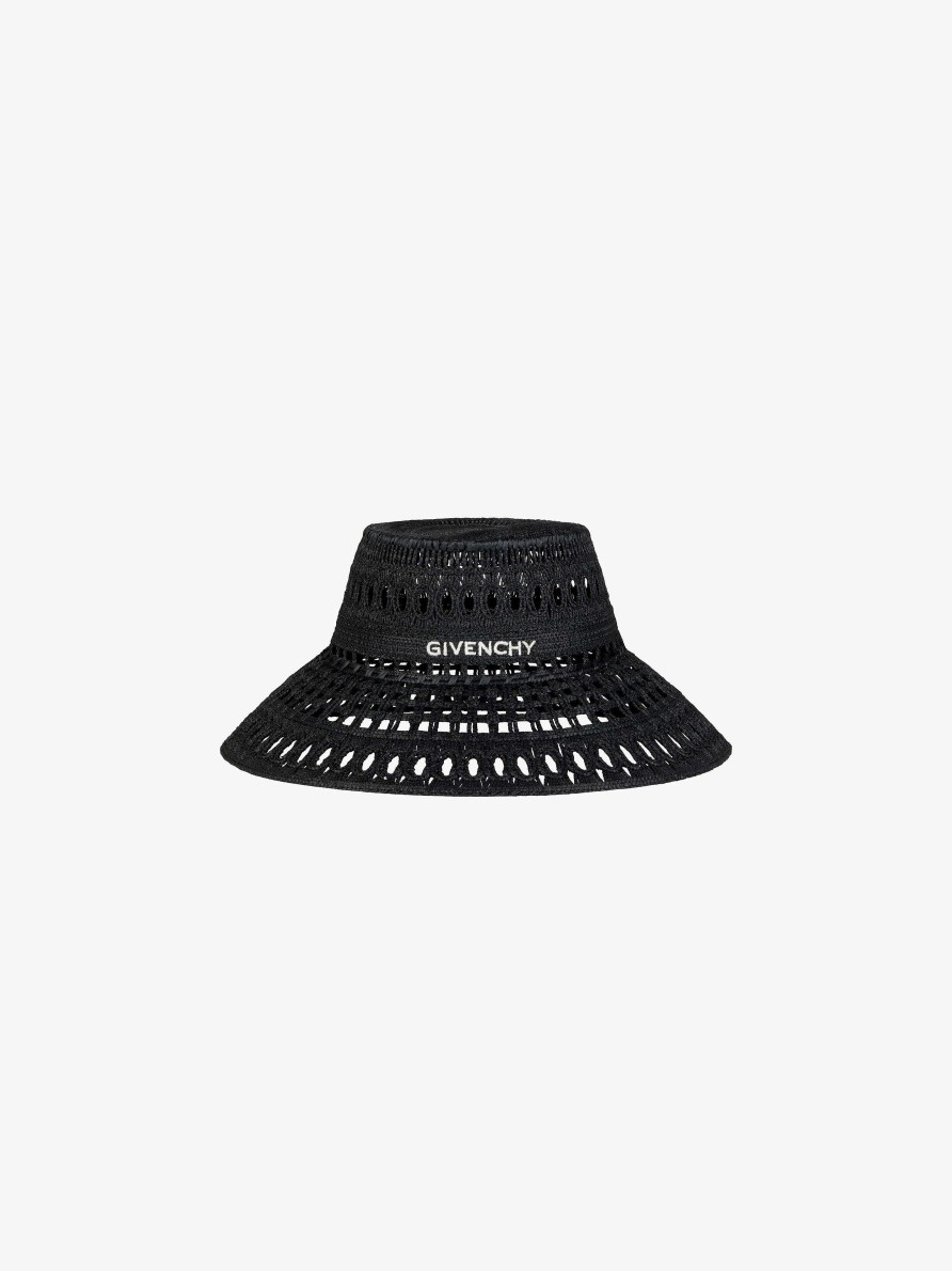 Women Givenchy Other Accessories | Givenchy Bucket Hat In Laced Raffia Black