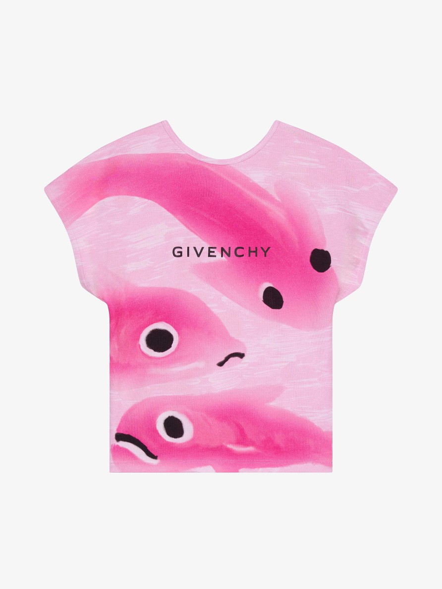 Women Givenchy Girl (4 To 12 Years) | T-Shirt In Cotton With Givenchy Fish Print Pink