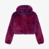 Men Givenchy Outerwear & Blousons | Cropped Hooded Bomber Jacket In Faux Fur With Pocket Pink/Blue