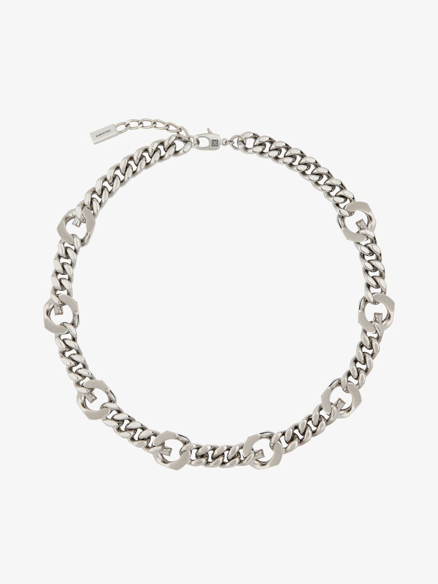 Men Givenchy Jewelry | G Chain Necklace In Metal Silvery