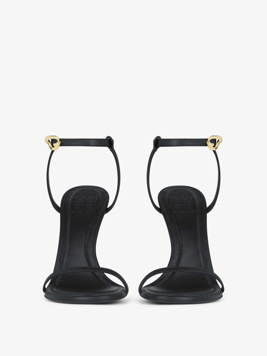 Women Givenchy Heels | G Cube Sandals In Leather Black