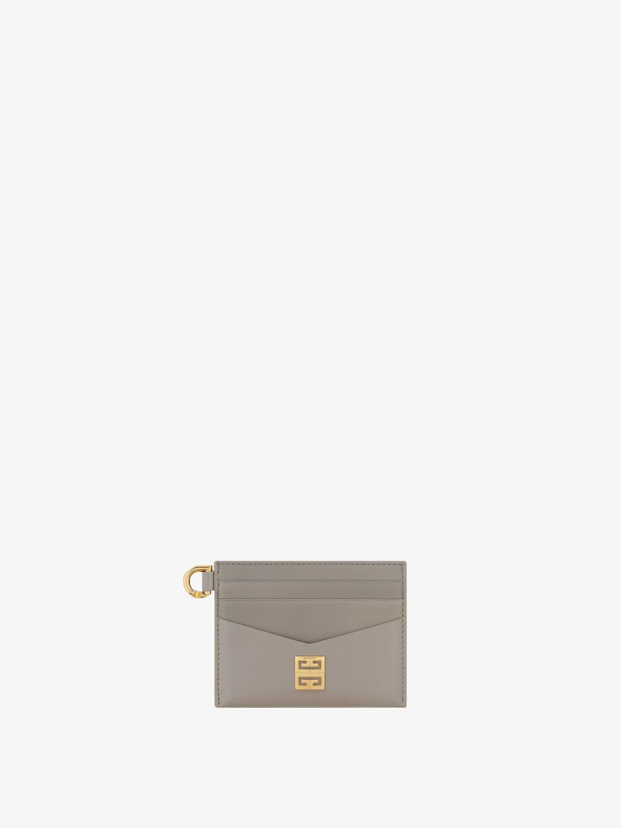 Women Givenchy Small Leather Goods | 4G Card Holder In Box Leather Stone Grey