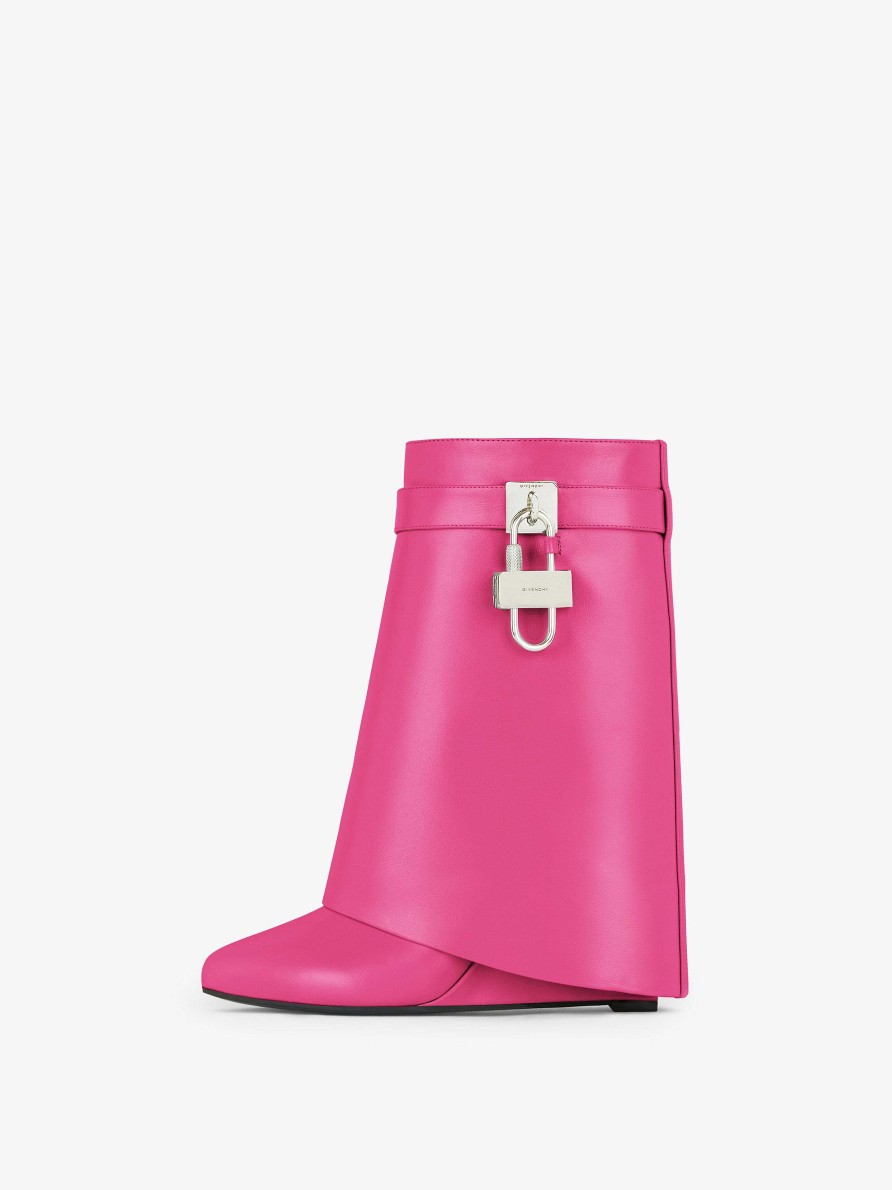 Women Givenchy Boots & Booties | Shark Lock Ankle Boots In Leather Neon Pink