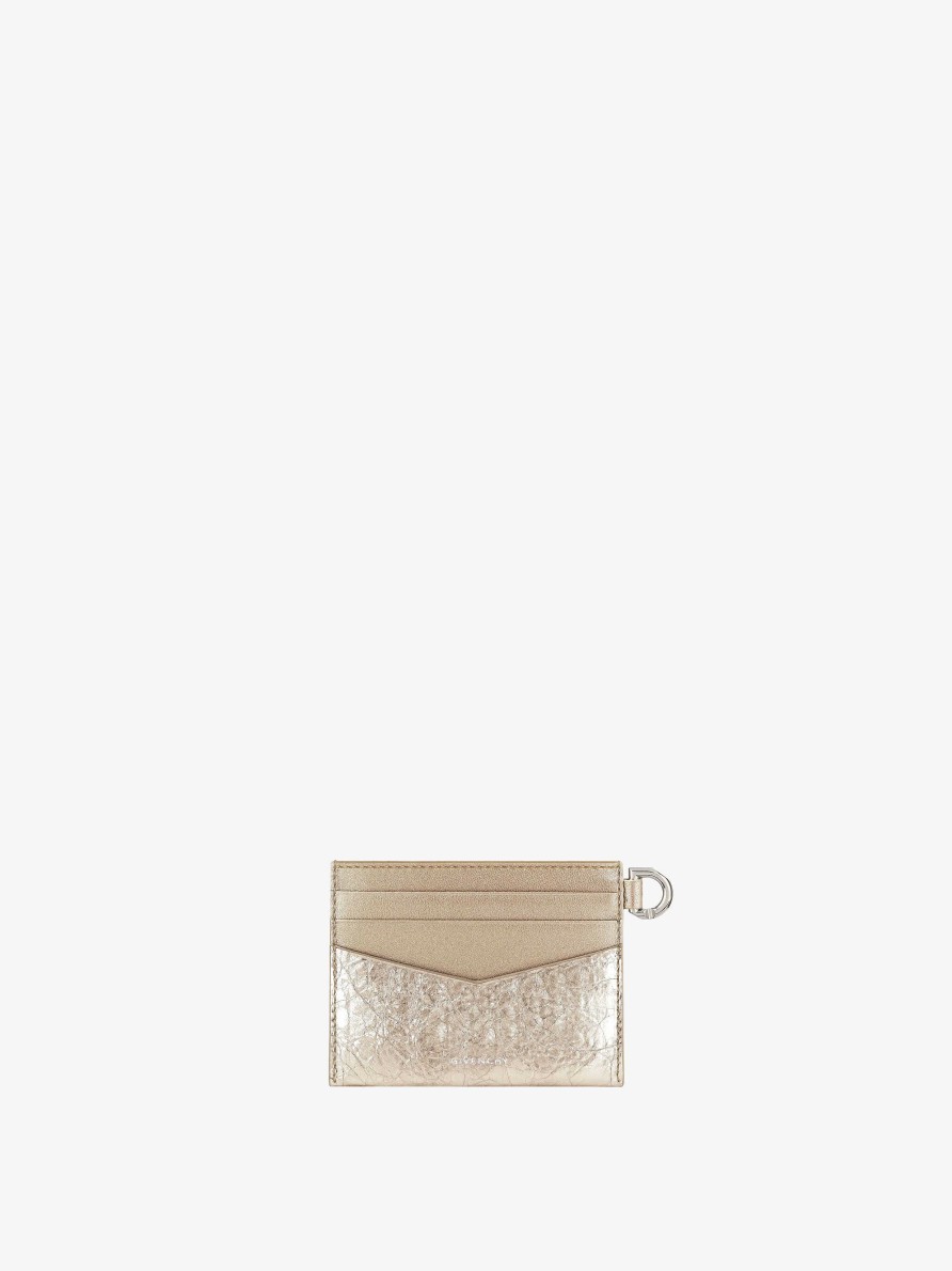 Women Givenchy Small Leather Goods | 4G Card Holder In Laminated Leather Dusty Gold