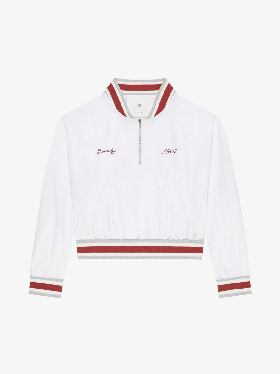 Men Givenchy Outerwear & Blousons | Givenchy Shiny Pull-Over Bomber Jacket White