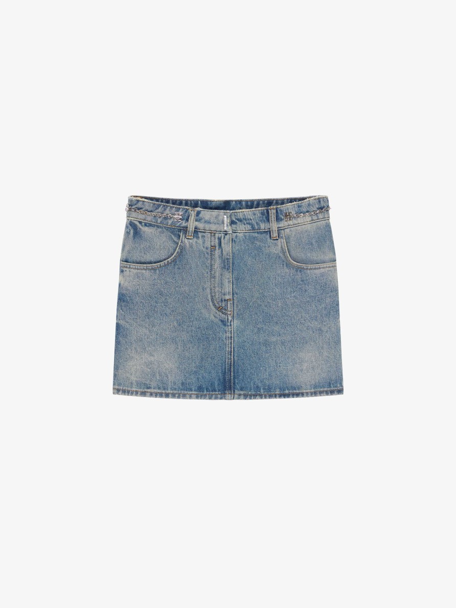 Women Givenchy Skirts | Skirt In Denim With Chain Details Medium Blue