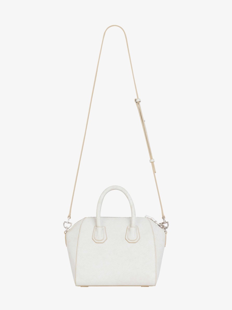 Women Givenchy Mini & Micro Bags | Mini Antigona Bag In Aged Leather Ivory