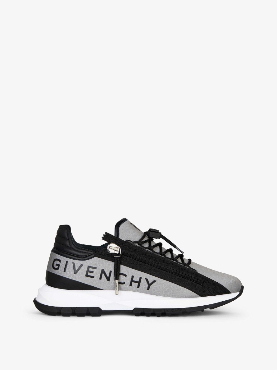 Men Givenchy Sneakers | Spectre Runner Sneakers In 4G Synthetic Fiber With Zip Grey/Black