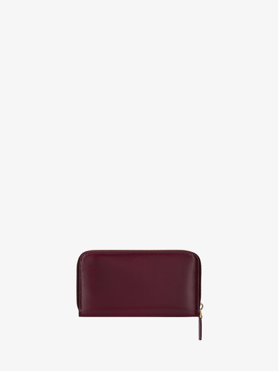 Women Givenchy Small Leather Goods | Antigona Zipped Wallet In Box Leather Oxblood Red