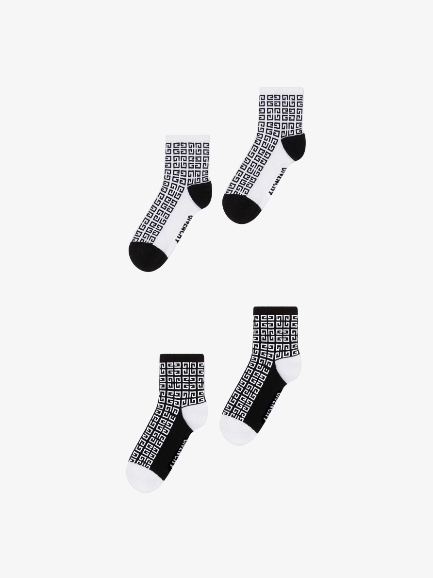 Men Givenchy Boy (4 To 12 Years) | Socks In 4G Jacquard Set Black/White