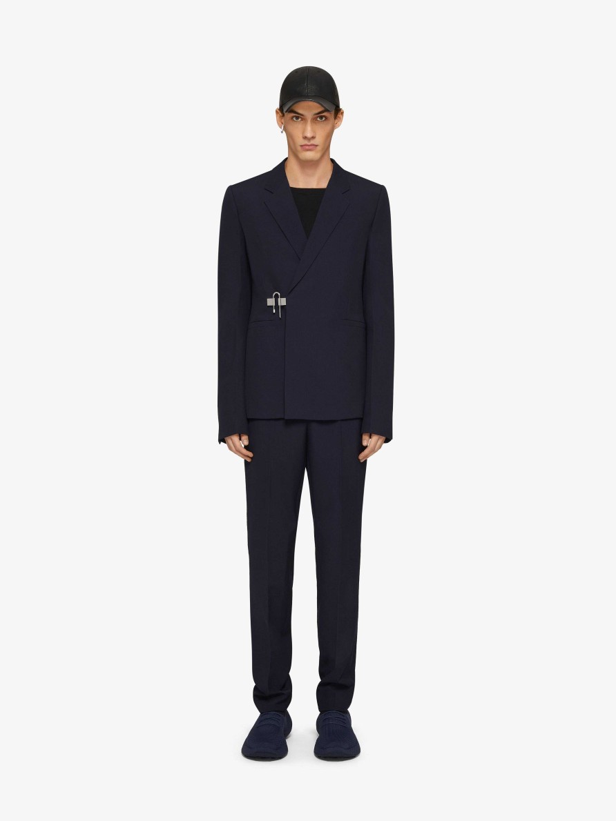 Men Givenchy Jackets & Coats | U-Lock Slim Fit Jacket In Wool Navy