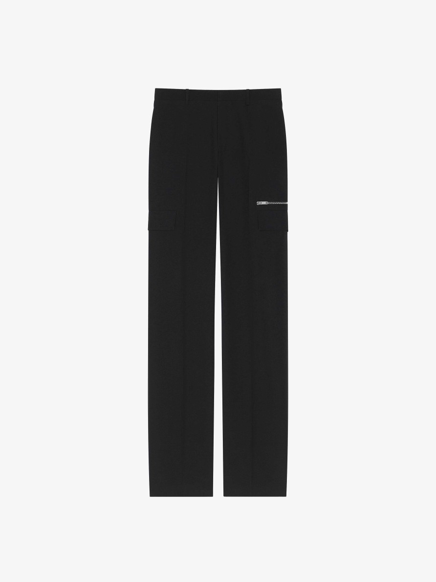 Men Givenchy Pants | Tailored Pants In Wool With Pocket Details Black