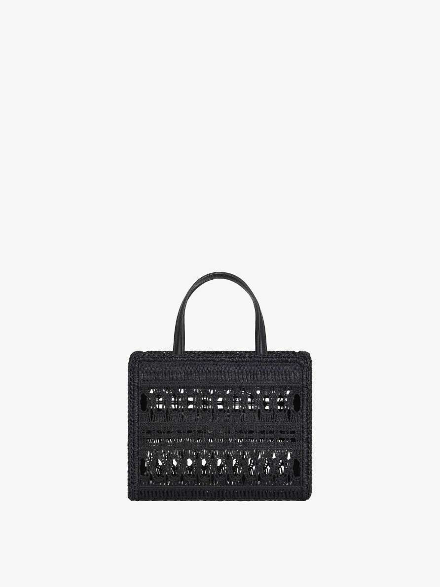 Women Givenchy G-Tote | Mini G-Tote Shopping Bag In Laced Raffia Black