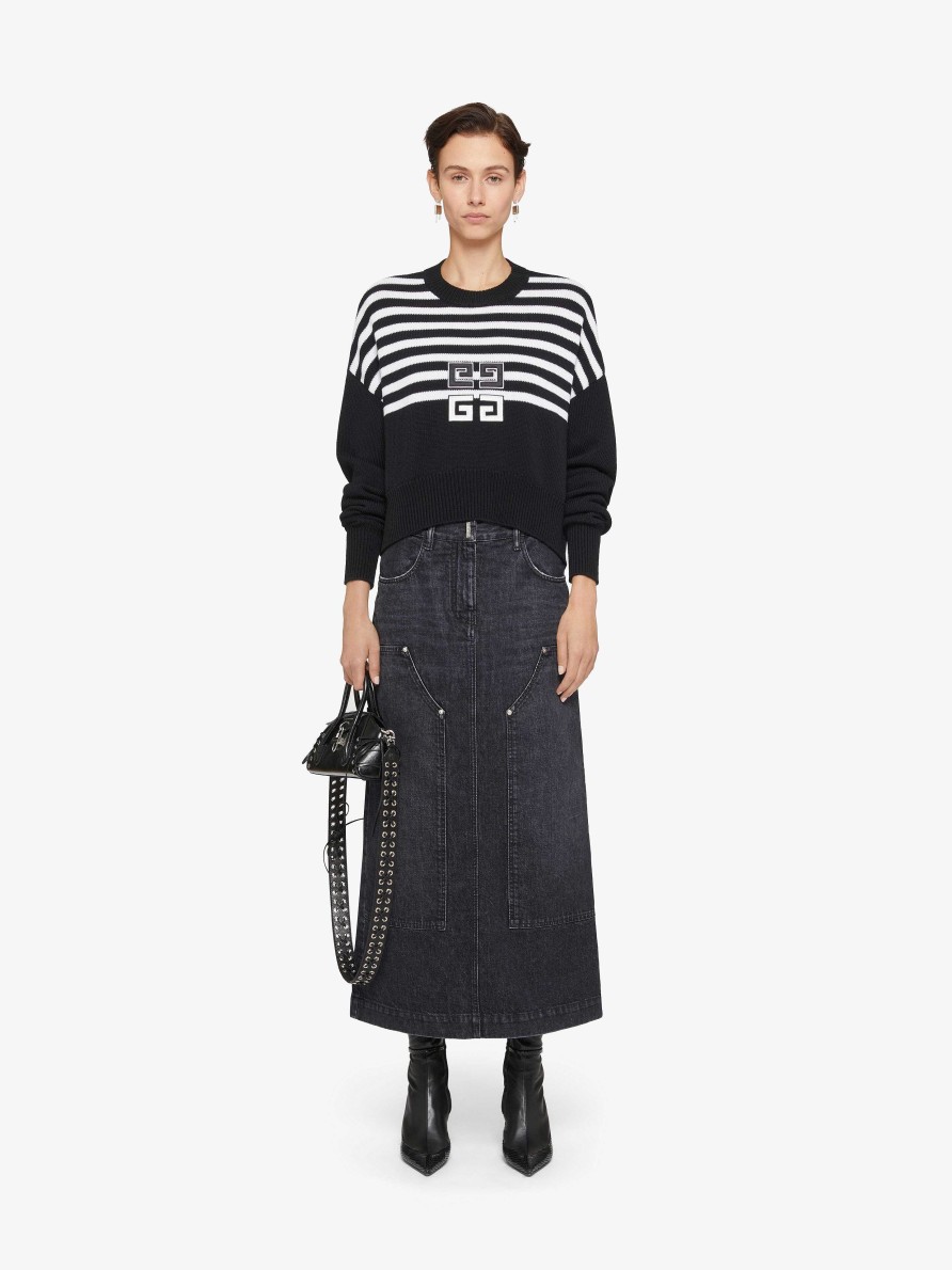 Women Givenchy Skirts | Skirt In Denim With Patches Faded Black