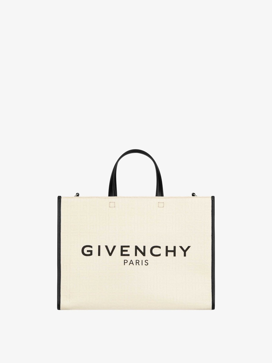 Women Givenchy G-Tote | Medium G-Tote Shopping Bag In 4G Coated Canvas Ivory