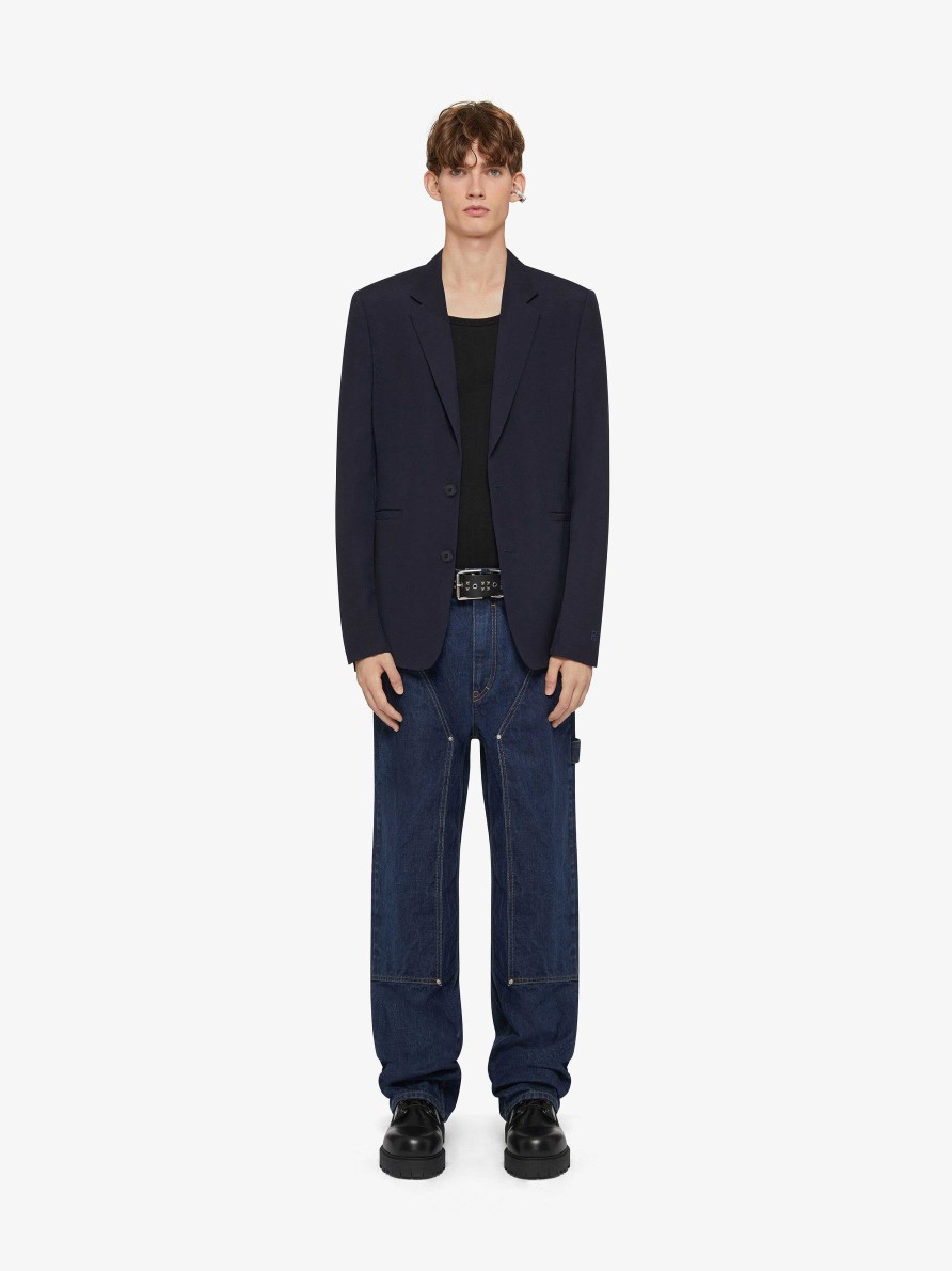 Men Givenchy Jackets & Coats | Slim Fit Jacket In Wool Navy