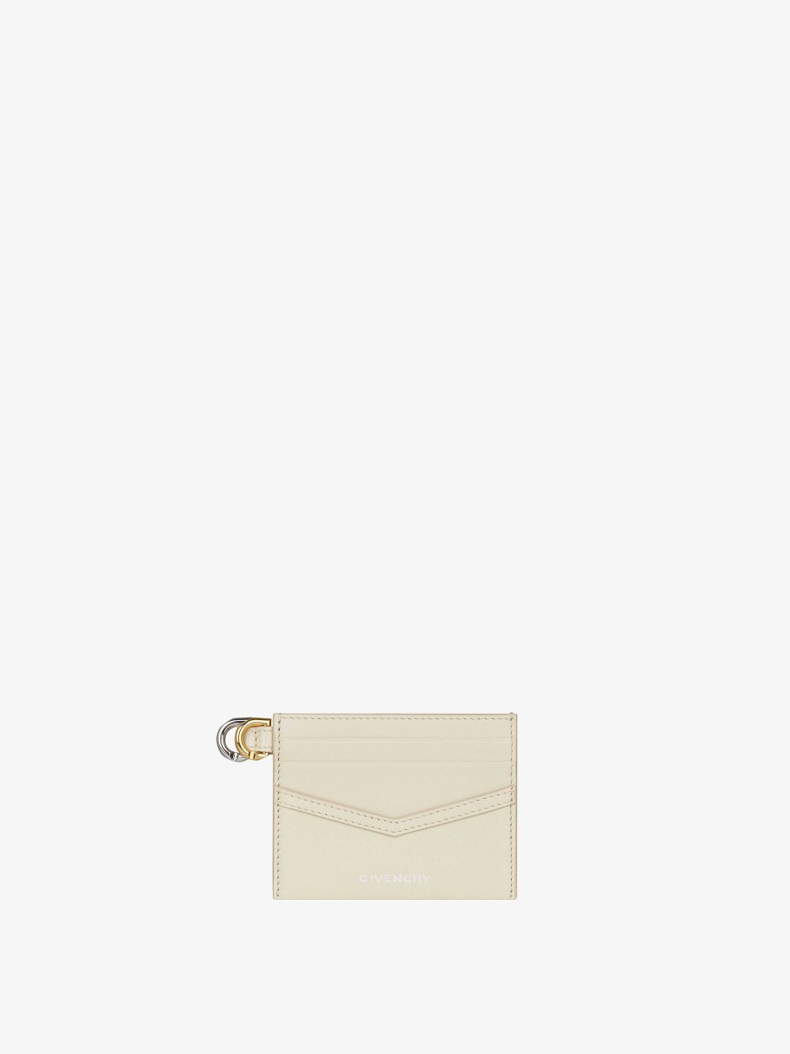 Women Givenchy Small Leather Goods | Voyou Card Holder In Leather Natural Beige