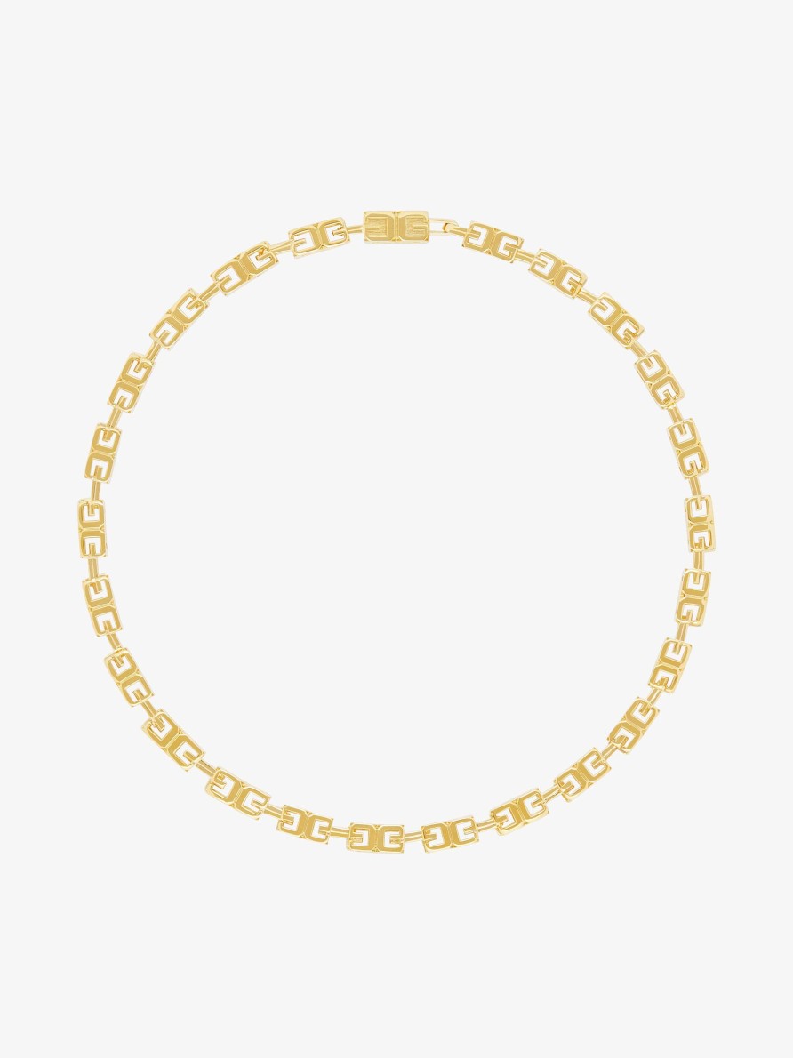 Men Givenchy Jewelry | G Cube Necklace In Metal Golden Yellow