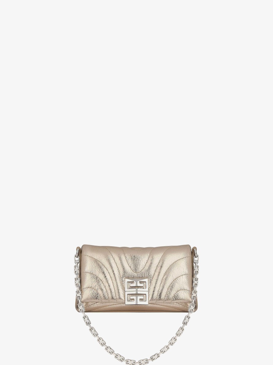 Women Givenchy 4G | Micro 4G Soft Bag In Laminated Leather Dusty Gold