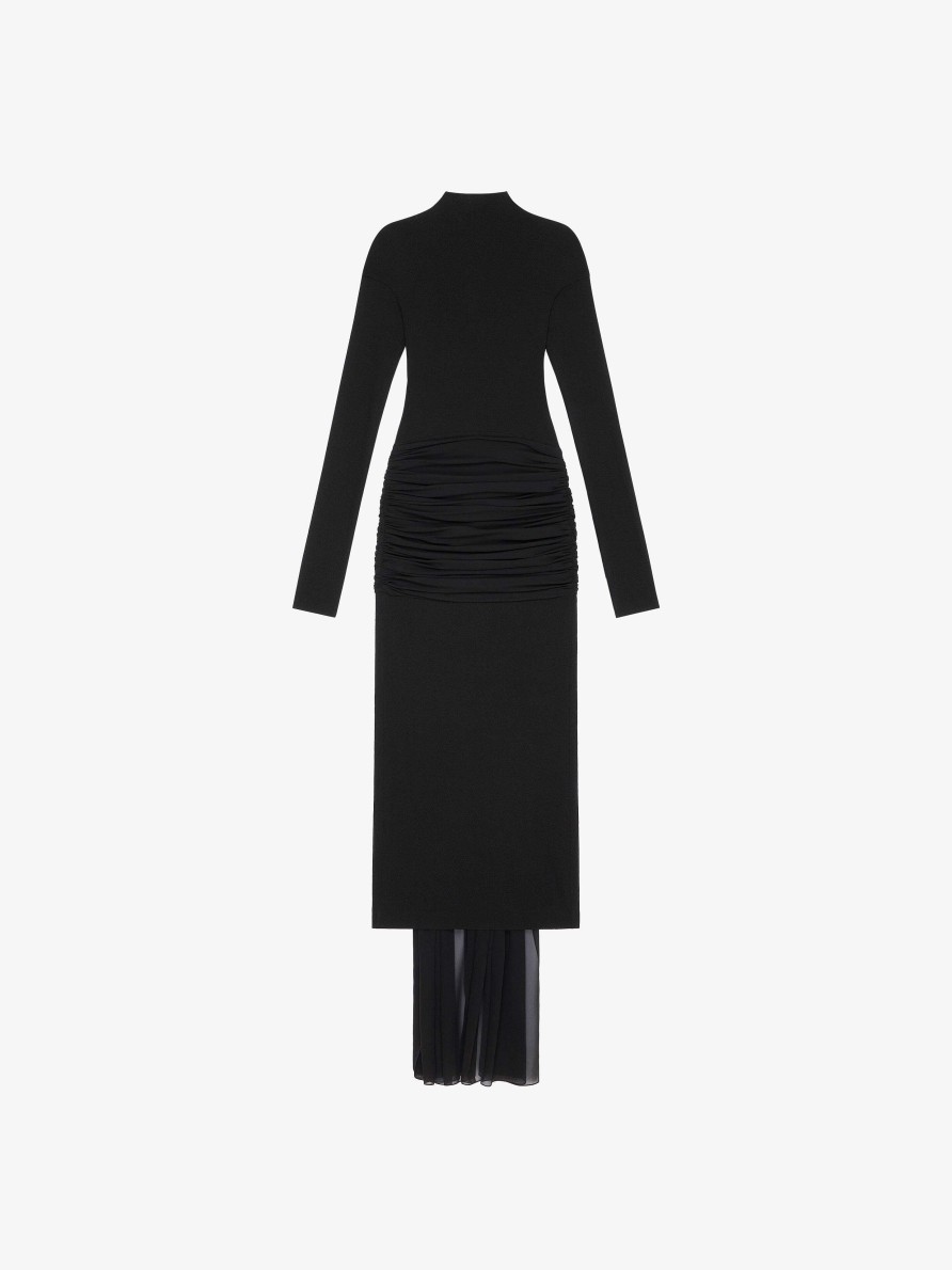 Women Givenchy Dresses | Evening Draped Dress In Jersey And Silk With Train Black