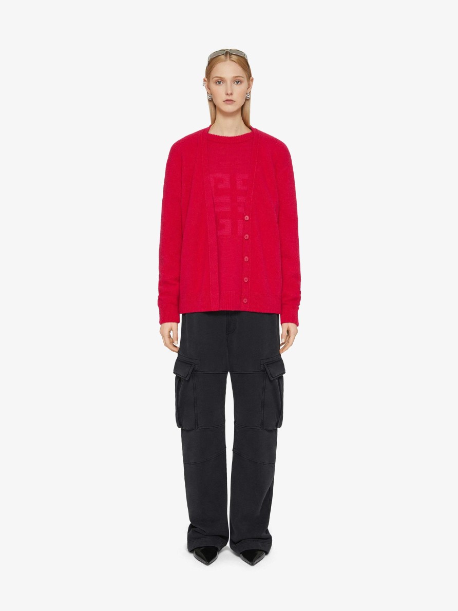 Women Givenchy Knitwear | 4G Cardigan In Cashmere And Silk Cyclamen