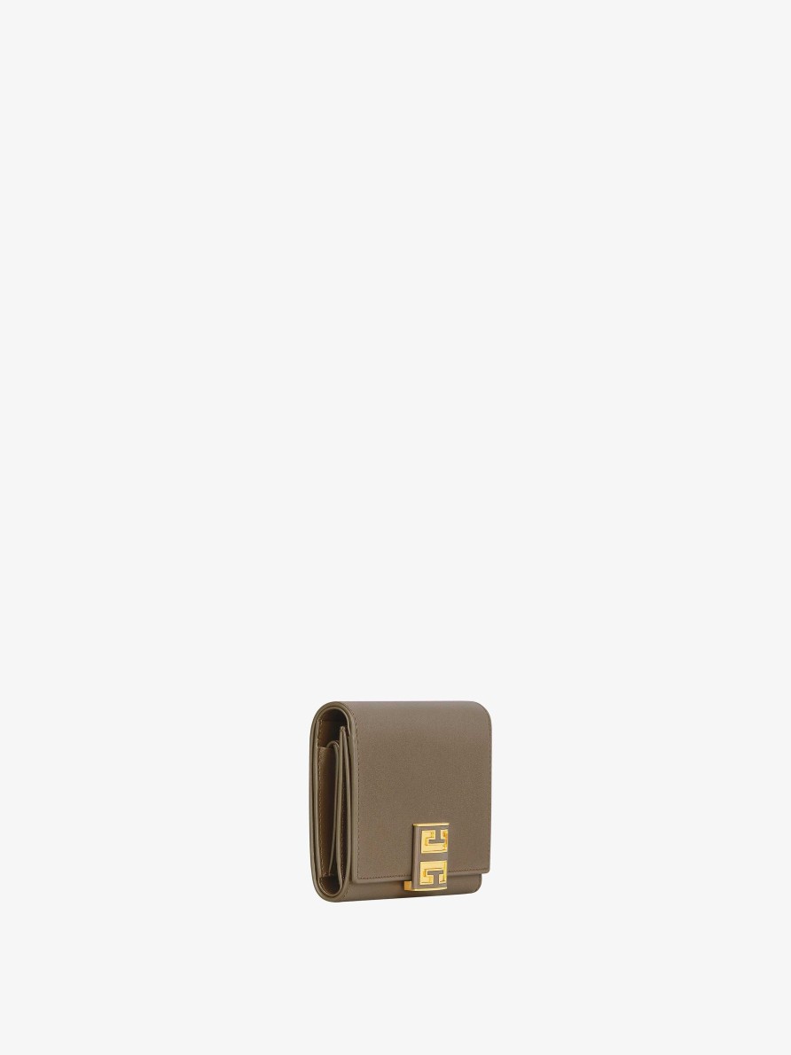 Women Givenchy Small Leather Goods | 4G Wallet In Leather Taupe