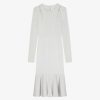 Women Givenchy Dresses | Dress In Punto Milano With Crystals Pearl Grey