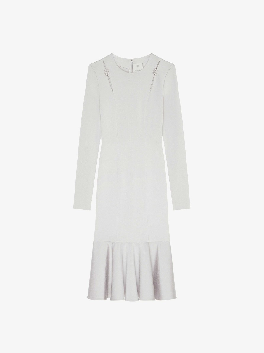 Women Givenchy Dresses | Dress In Punto Milano With Crystals Pearl Grey