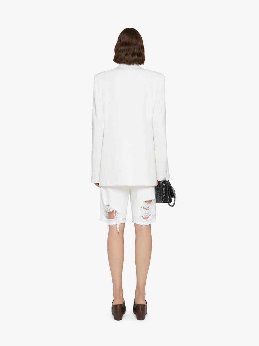 Women Givenchy Jackets & Coats | Oversized Jacket In Wool With Satin Collar White