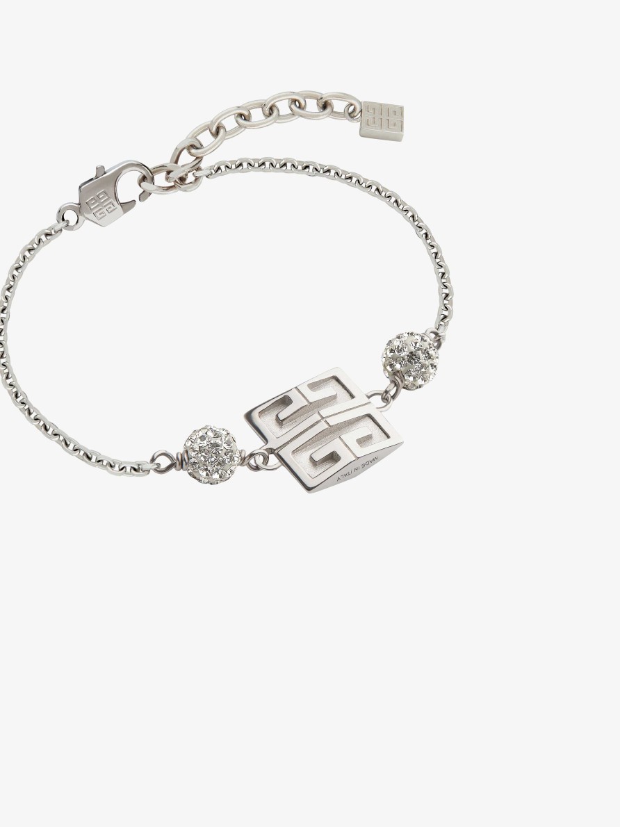 Women Givenchy Jewelry | 4G Bracelet In Metal With Crystals Silvery