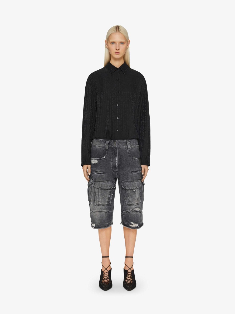 Women Givenchy Tops & Shirts | Oversized Shirt In Givenchy Silk Black