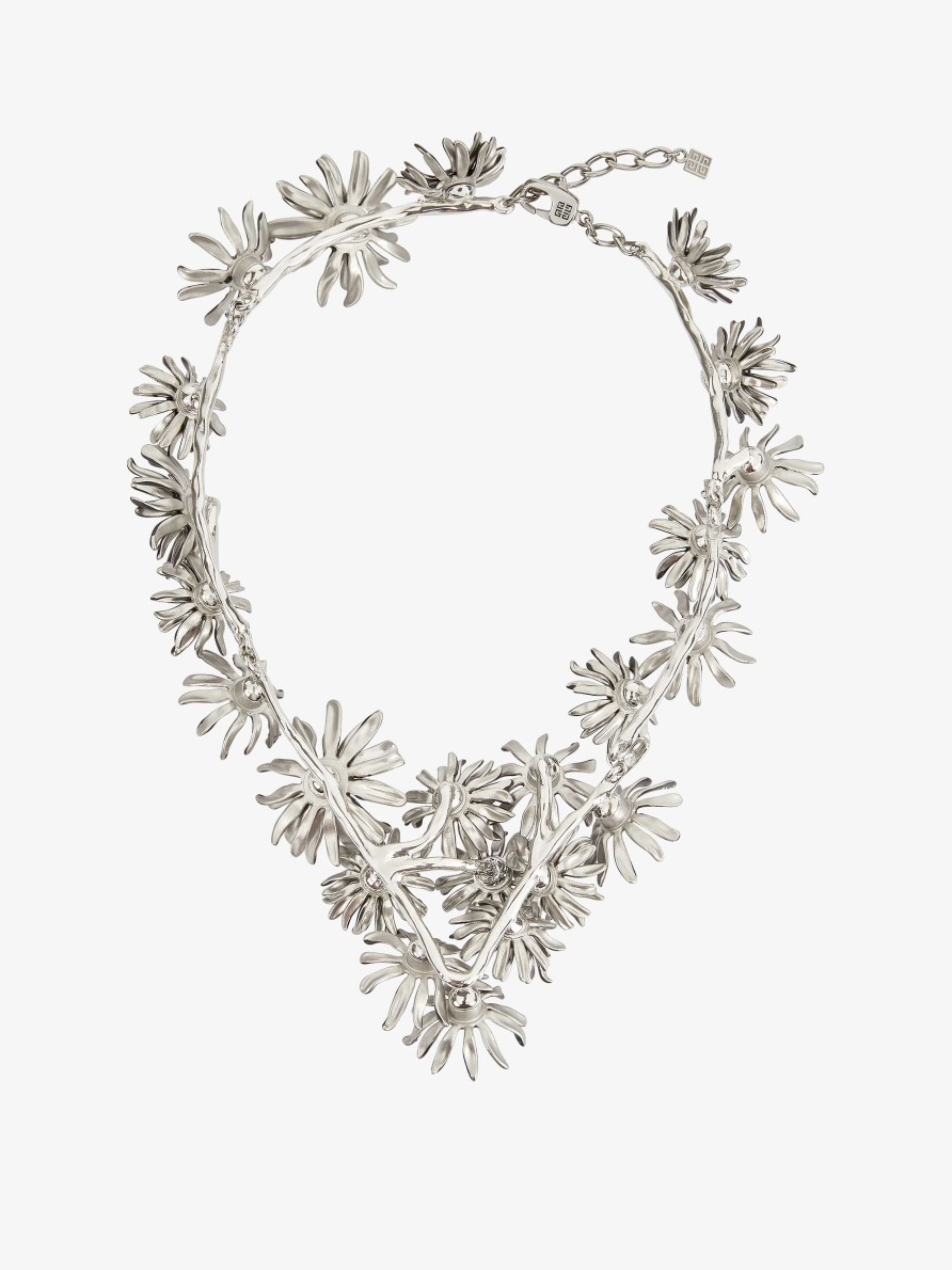 Women Givenchy Jewelry | Daisy Necklace In Metal And Enamel With Crystals Black