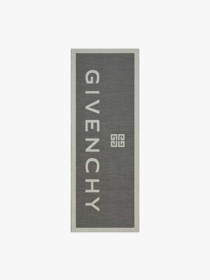 Women Givenchy Scarves | Givenchy 4G Stole In Silk And Wool Charcoal