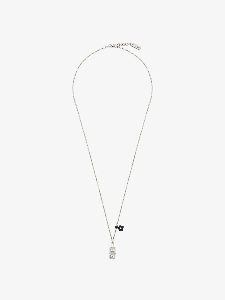 Men Givenchy Jewelry | G Cube Pendant Necklace In Metal Black/Silvery