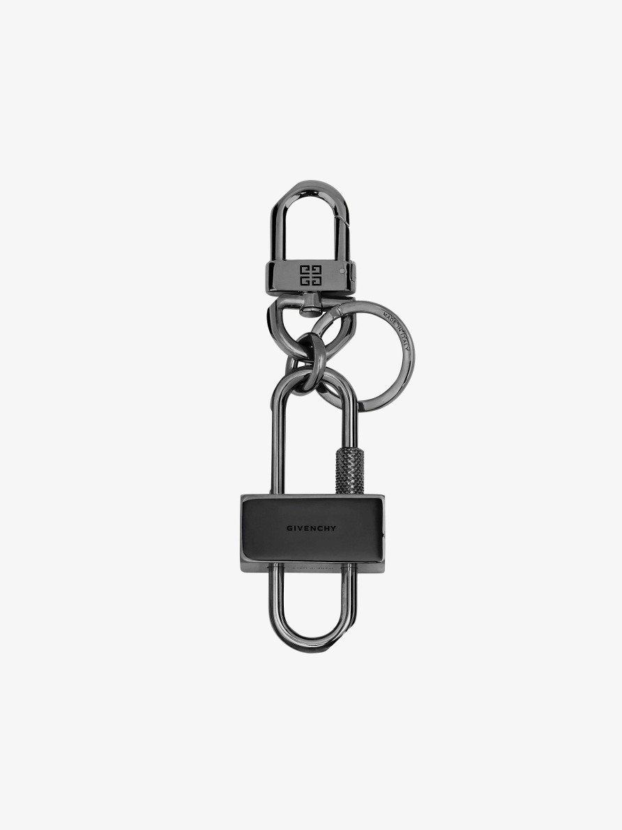 Men Givenchy Other Accessories | Givenchy Padlock Keyring In Metal Black