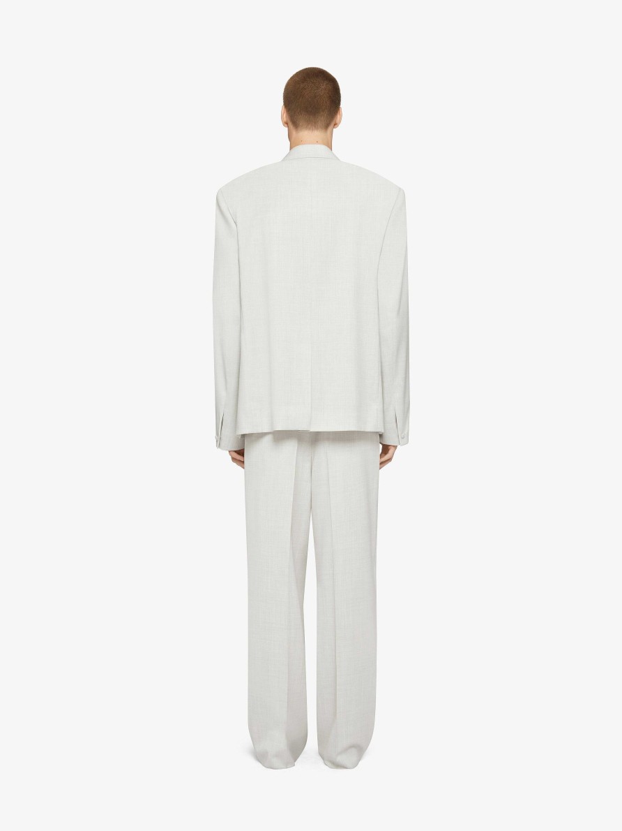 Men Givenchy Jackets & Coats | Boxy Fit Jacket In Wool Chalk White